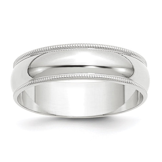 14KW 6mm LTW Milgrain Half Round Band Size 8