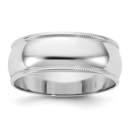 14KW 7mm LTW Milgrain Half Round Band Size 8.5