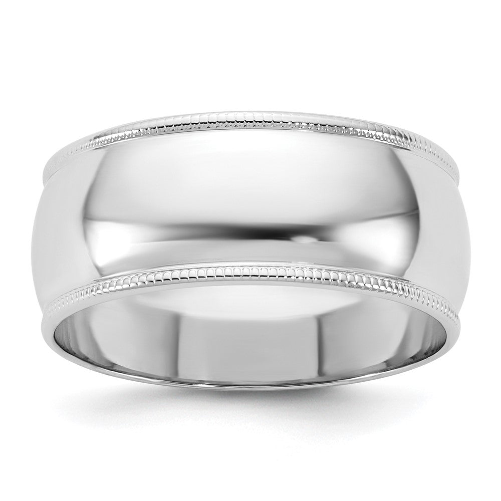 14KW 8mm LTW Milgrain Half Round Band Size 10.5