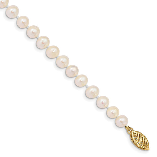 14k 5-6mm White FW Cultured Pearl 8.25in Bracelet