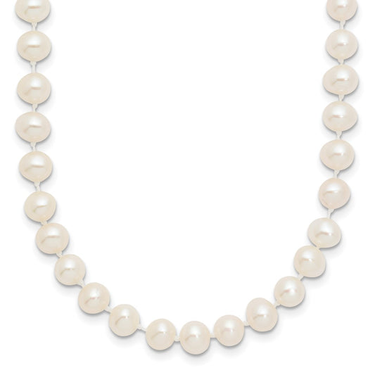14k WG 5-6mm White Near Round Freshwater Cultured Pearl Necklace