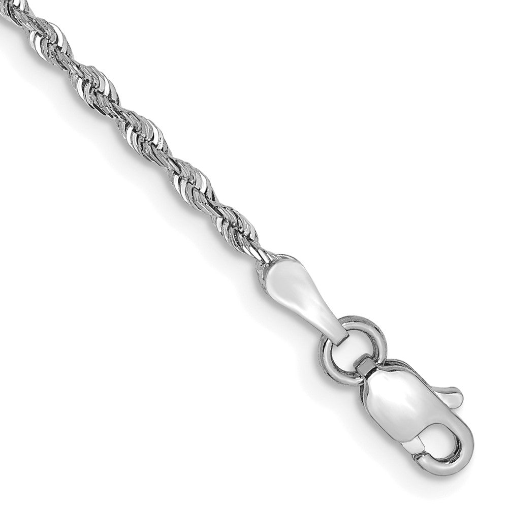 14k White Gold 1.85mm Diamond-cut Quadruple Rope Chain Anklet