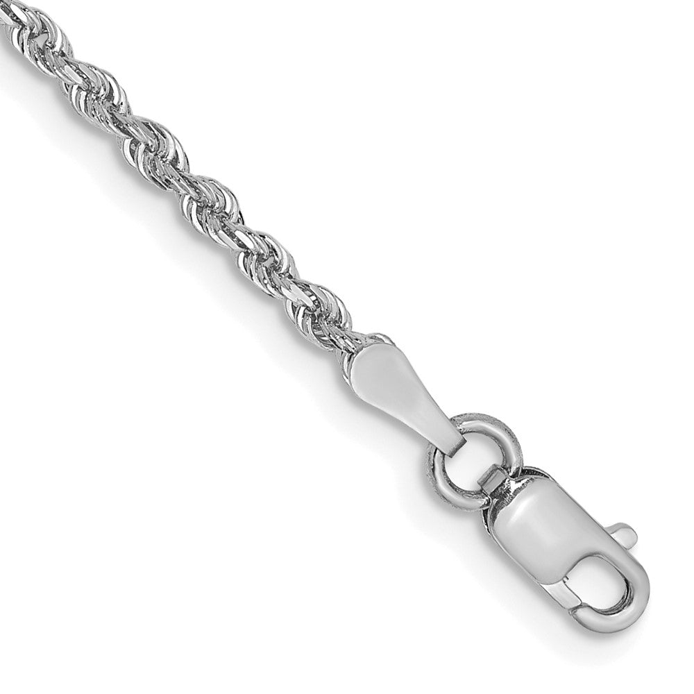 14k White Gold 2.00mm Diamond-cut Quadruple Rope Chain Anklet