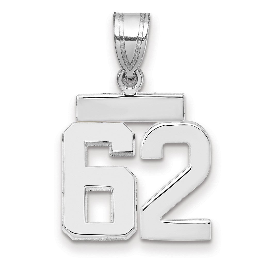 14kw Small Polished Number 62 Charm