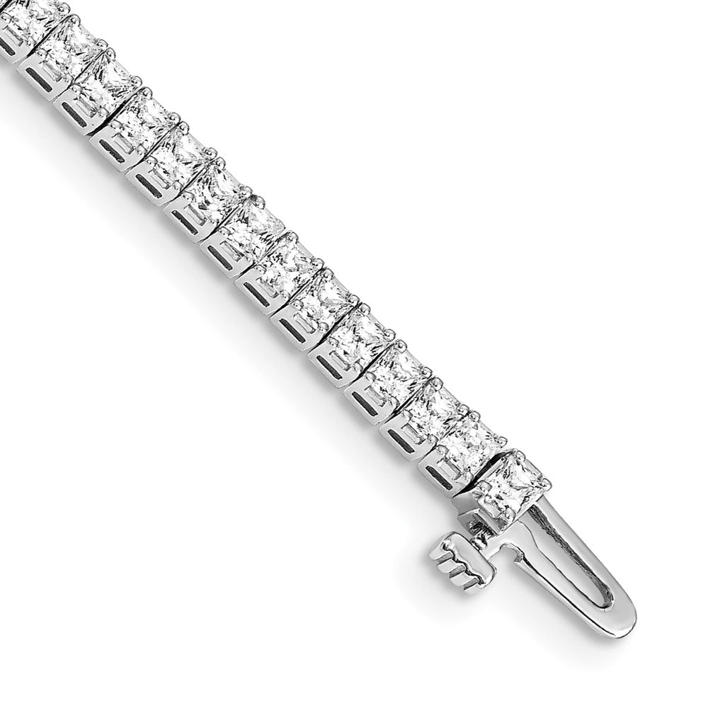 14k White Gold 2mm Princess 4ct AA Diamond Tennis Bracelet