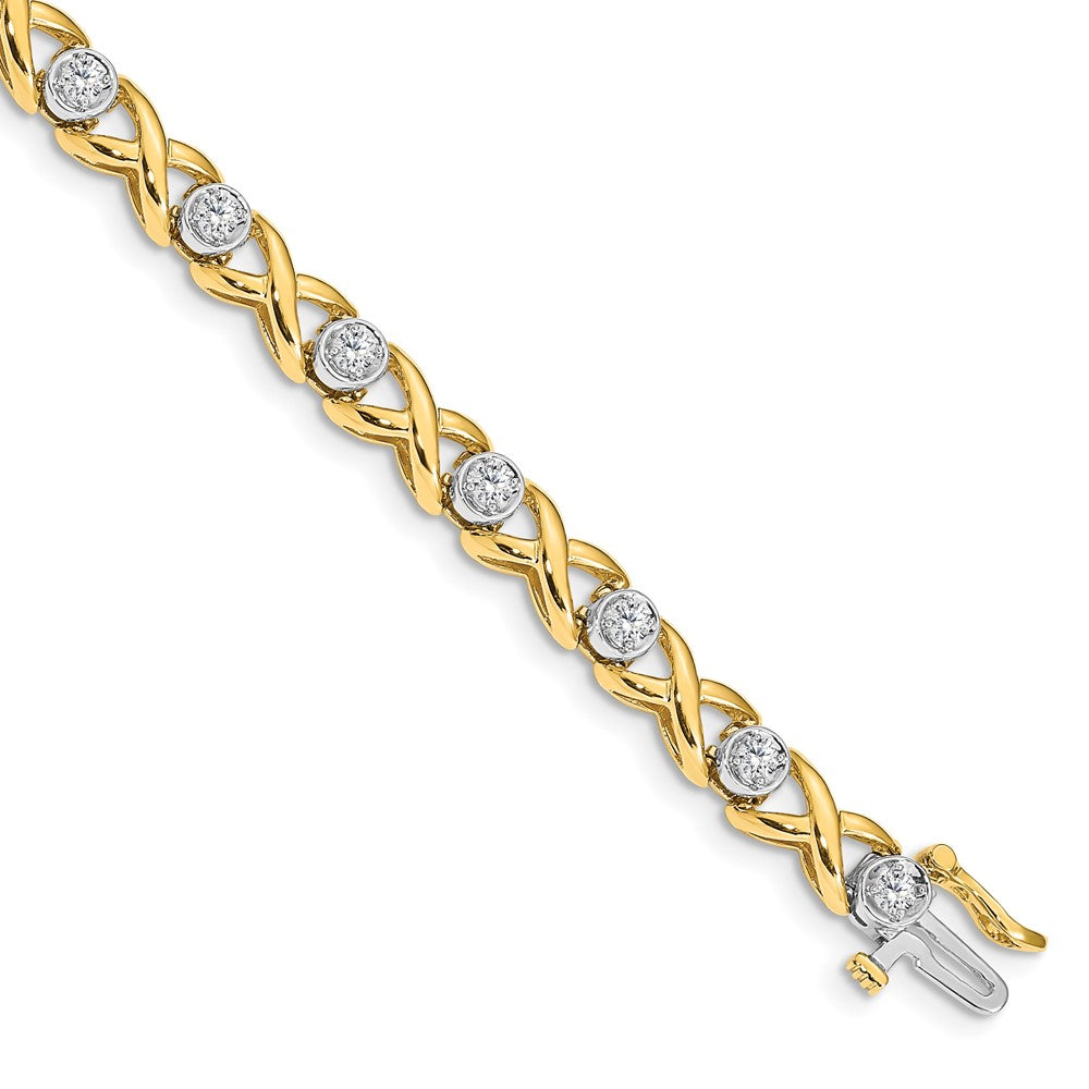 14k Two-tone A Diamond Tennis Bracelet