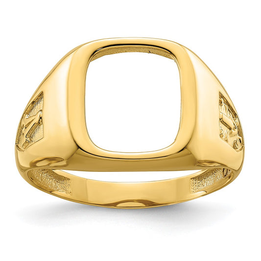 14k Men's Polished and Textured Masonic Ring Mounting