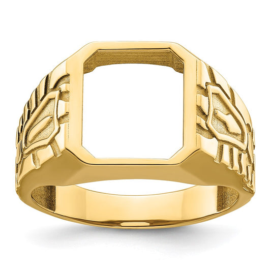 14k Men's Polished and Grooved Masonic Ring Mounting