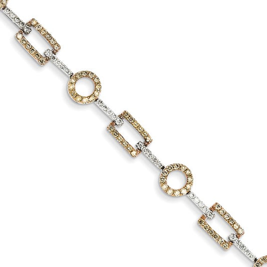 14k White Gold White and Champagne Diamond Bracelet