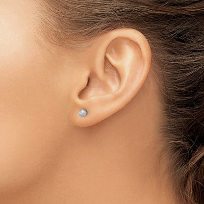 14K 4-5mm Round Grey Freshwater Cultured Pearl Post Earrings