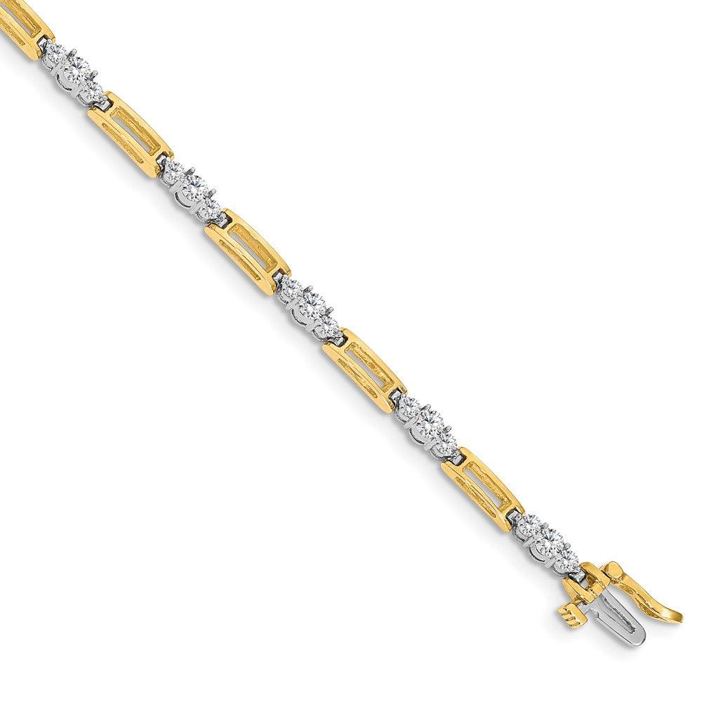 14k Two-Tone Fancy Link Tennis Bracelet Mtg