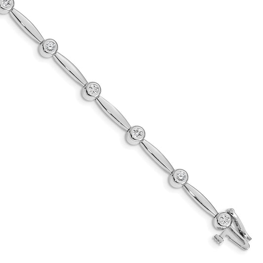 14k White Gold AA Diamond Bar Link Bracelet