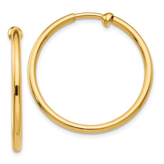 14K Non-Pierced Hoop Earrings