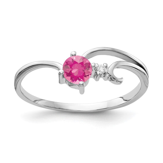 14k White Gold 4mm Pink Tourmaline VS Diamond ring