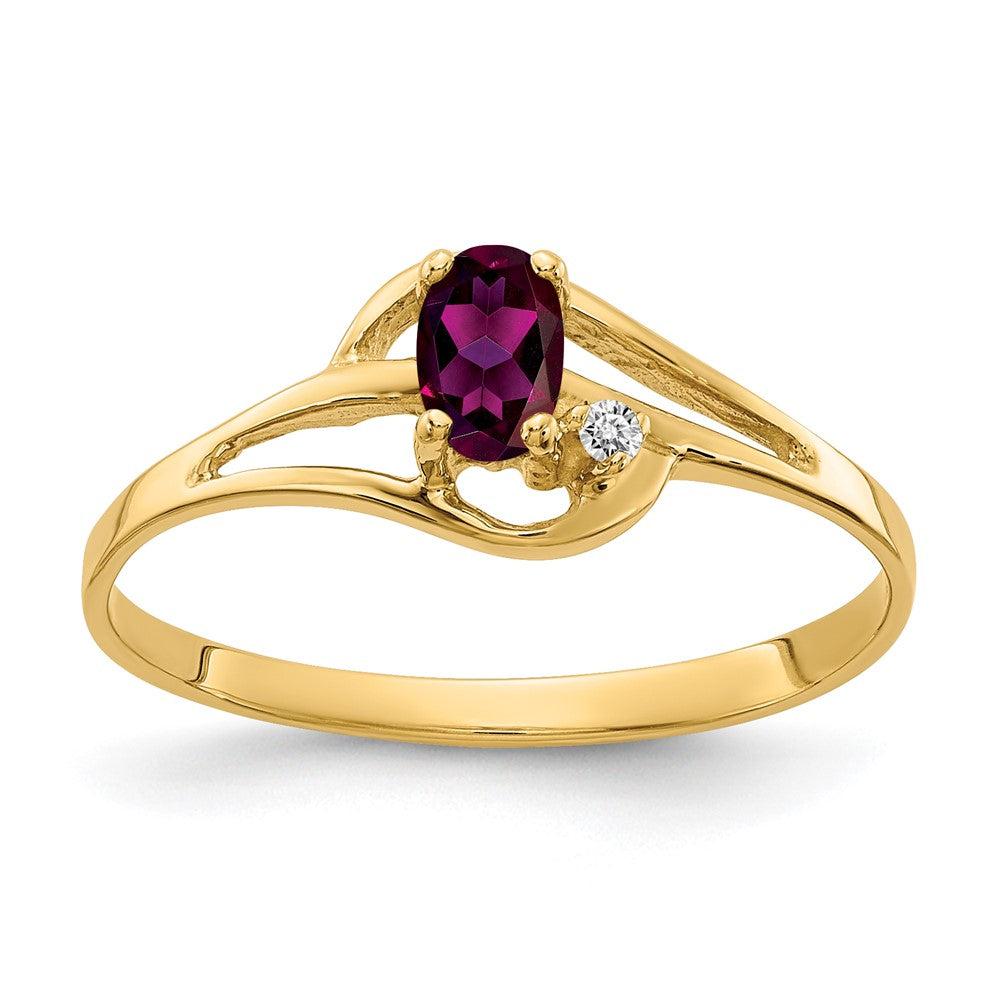 14k 5x3mm Oval Rhodolite Garnet AAA Diamond ring