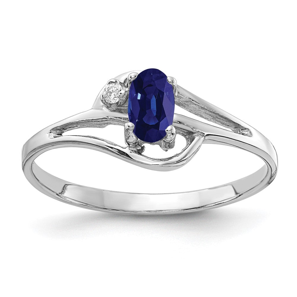 14k White Gold 5x3mm Oval Sapphire VS Diamond ring