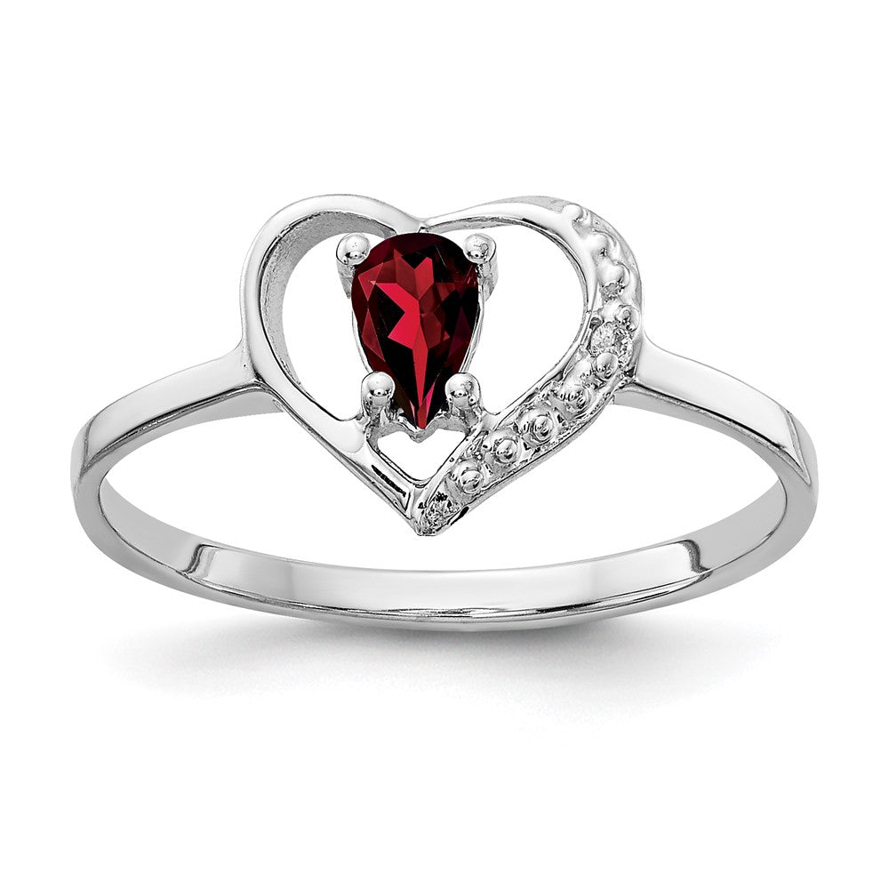 14k White Gold 5x3mm Pear Garnet A Diamond ring