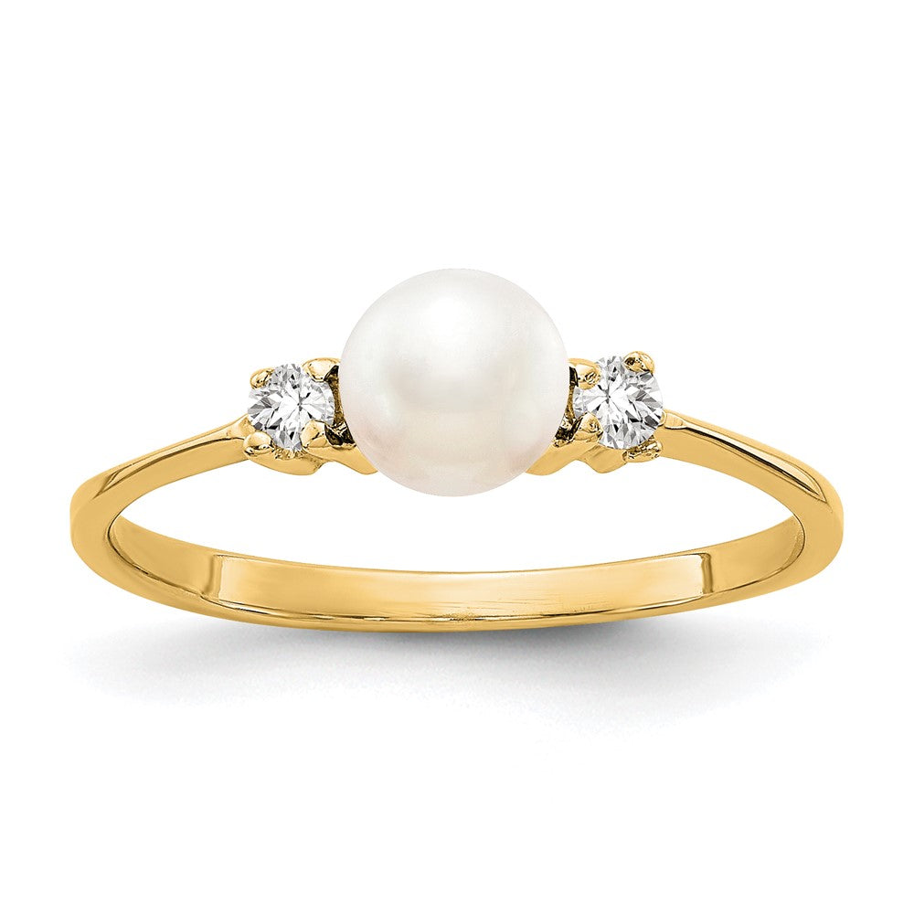 14k 5mm FW Cultured Pearl VS Diamond ring