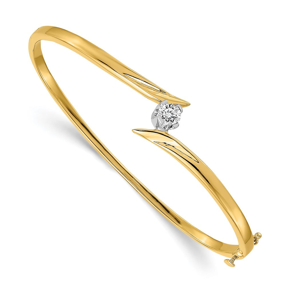 14k Two-tone A Diamond Hinged Bangle
