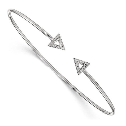 14k White Gold 7in A Diamond Triangle Bangle