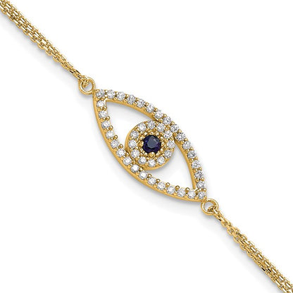 14k A Diamond/Sapphire Evil Eye with 1in Ext.Bracelet