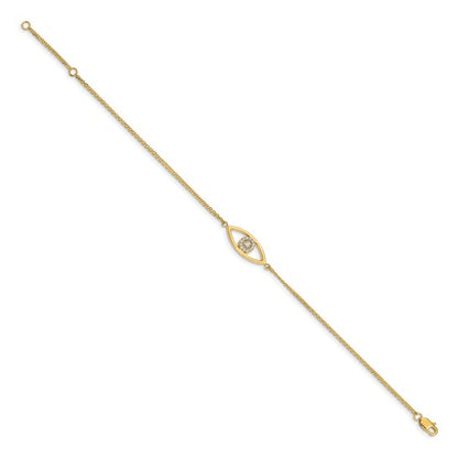 14k A Diamond Evil Eye 2 Strand with 1in Ext. Bracelet