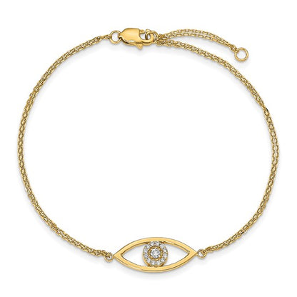 14k A Diamond Evil Eye 2 Strand with 1in Ext. Bracelet