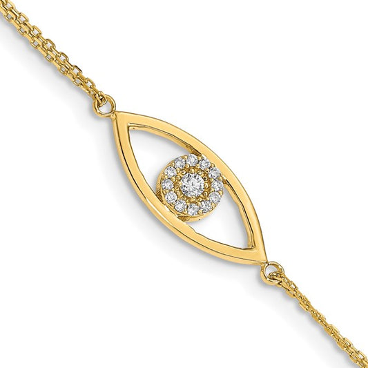 14k A Diamond Evil Eye 2 Strand with 1in Ext. Bracelet