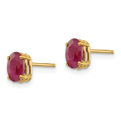 14k 6x4 Oval July/Ruby Post Earrings