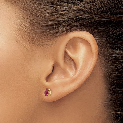 14k 6x4 Oval July/Ruby Post Earrings