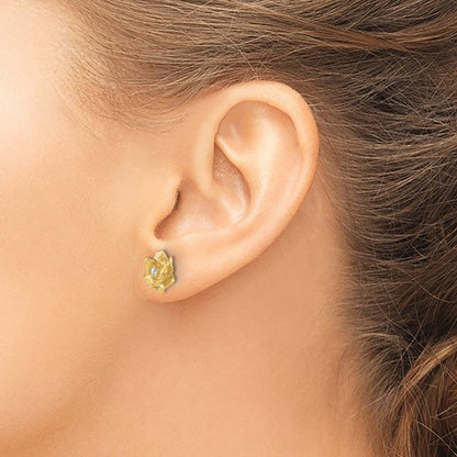 14k Gold AA Diamond Flower Post Earrings