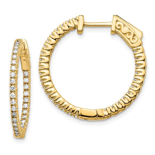 14ky Oro Spotlight Lab Grown Dia. SI+, H+, Round Hoop with Safety Clasp Earrings