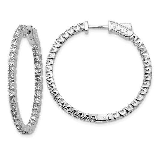 True Origin White Gold 2 carat Lab Grown Diamond VS/SI D E F Safety Clasp In and Out Hoop Earrings