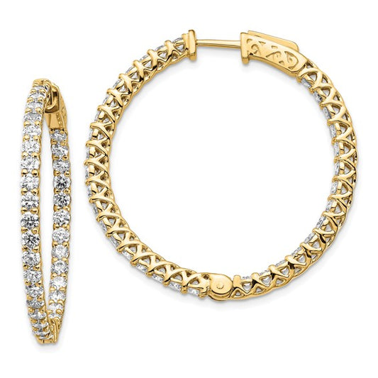 14k Diamond Round Hoop with Safety Clasp Earrings