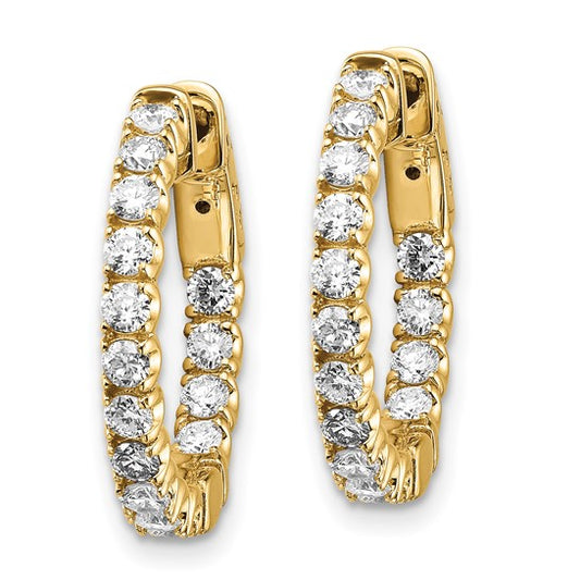 14ky Oro Spotlight Lab Grown Dia. SI+, H+, Round Hoop with Safety Clasp Earrings