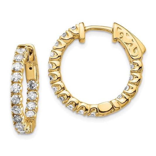 14ky Oro Spotlight Lab Grown Dia. SI+, H+, Round Hoop with Safety Clasp Earrings