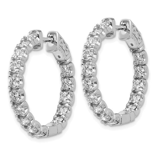 True Origin White Gold 2 3/4 carat Lab Grown Diamond VS/SI D E F Safety Clasp In and Out Hoop Earrings