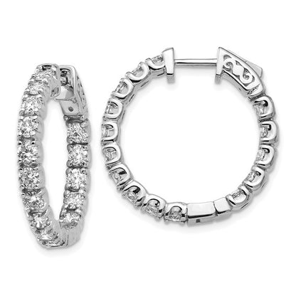 True Origin White Gold 2 3/4 carat Lab Grown Diamond VS/SI D E F Safety Clasp In and Out Hoop Earrings