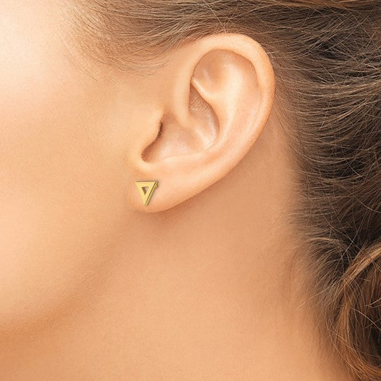 14k Open Triangle Post Earrings