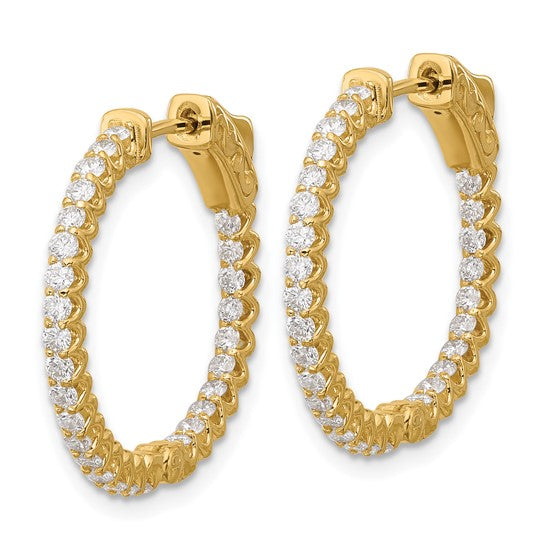 14K 1.12ct. 56-1.7mm In/Out Hoop with Safety Clasp Diamond Earrings