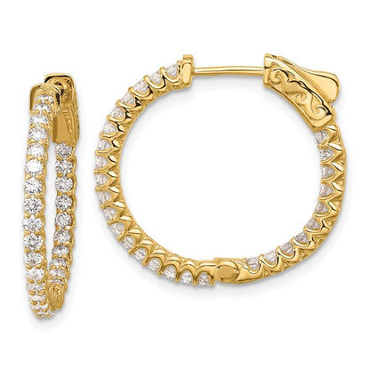14K 1.12ct. 56-1.7mm In/Out Hoop with Safety Clasp Diamond Earrings