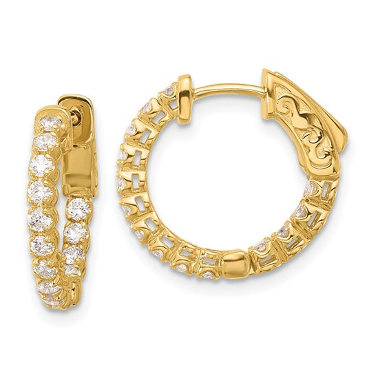 14K .62ct 28-1.75mm In/Out Hoop with Safety Clasp Diamond Earrings