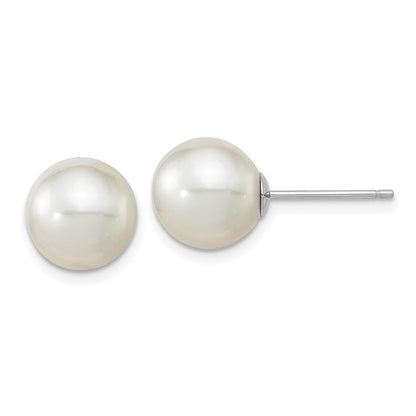 14K White Gold 10-11mm Round White Saltwater South Sea Pearl Earrings