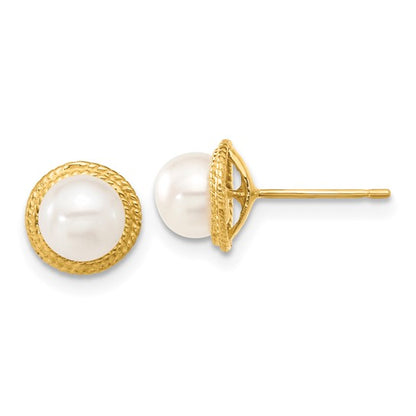 14k 5-6mm White Button FWC Pearl Earring and Pendant Set