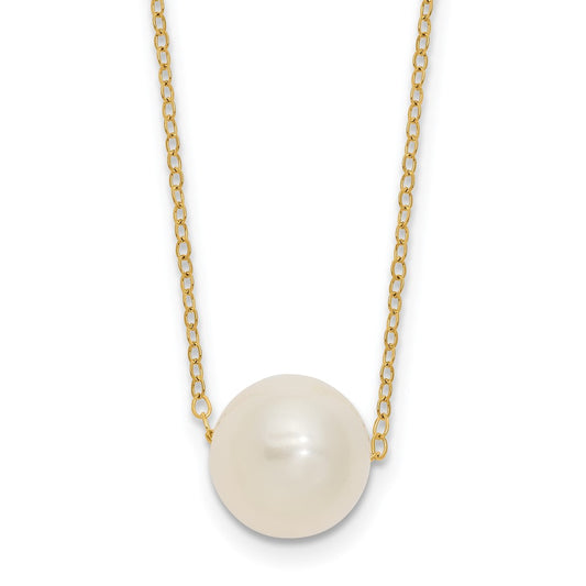 14k 10-11mm White Semi-Round Freshwater Cultured Pearl 17 in Cable Necklace