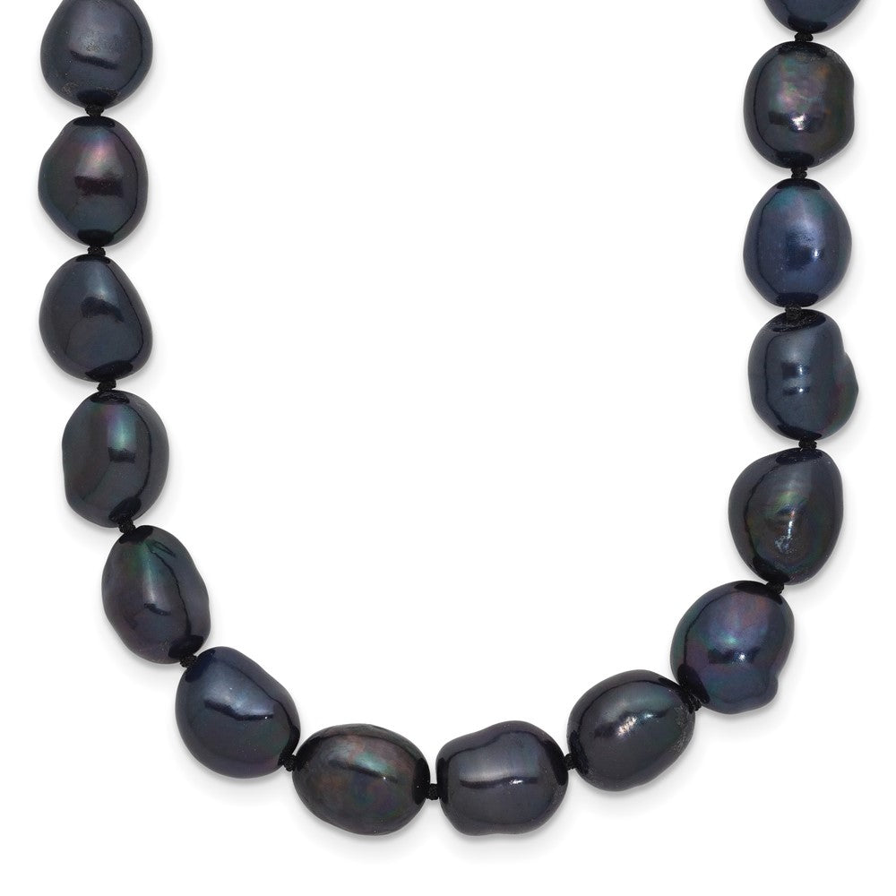 14K White Gold 7x11 Baroque Black FWC Pearl Necklace