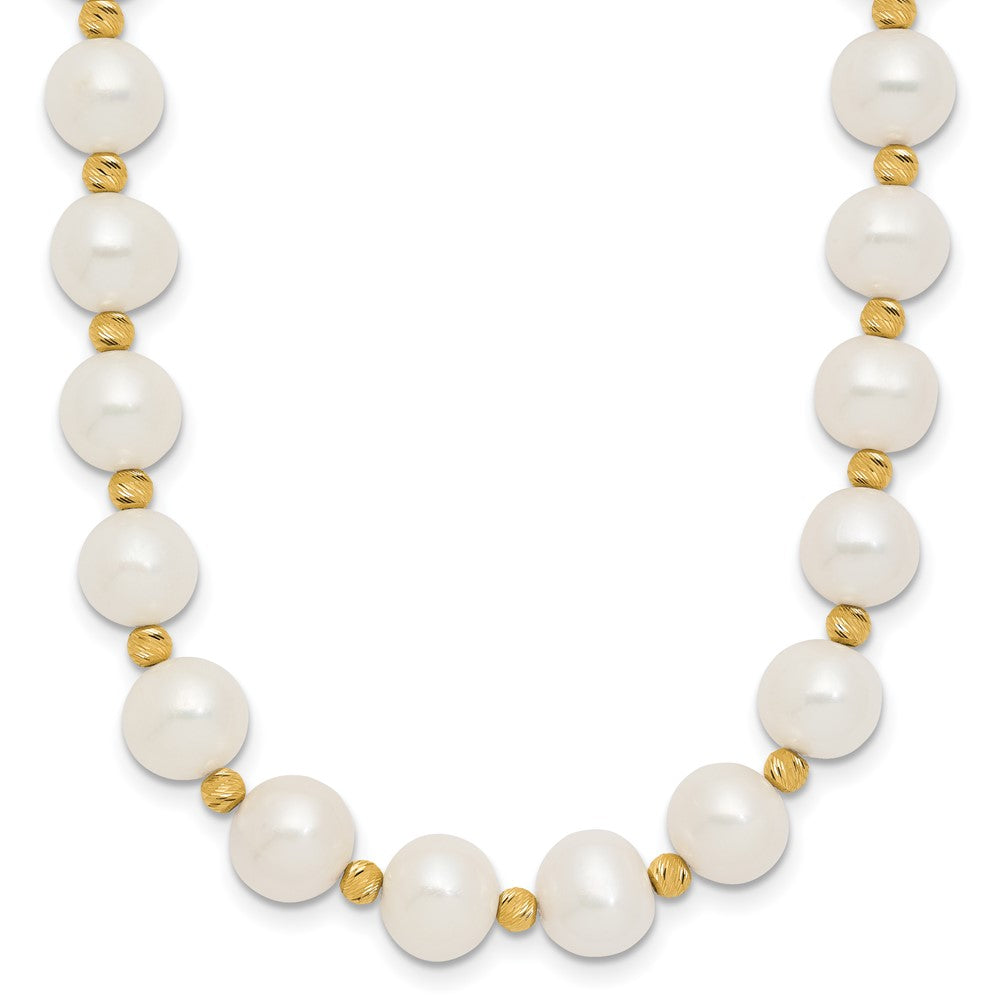14k 8-9mm Near-Round FWC Pearl and D/C Beaded 18in Necklace
