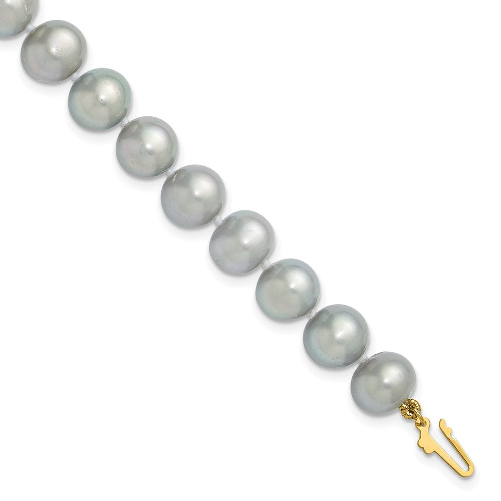14K 8-9mm Near Round Grey Freshwater Cultured Pearl Bracelet