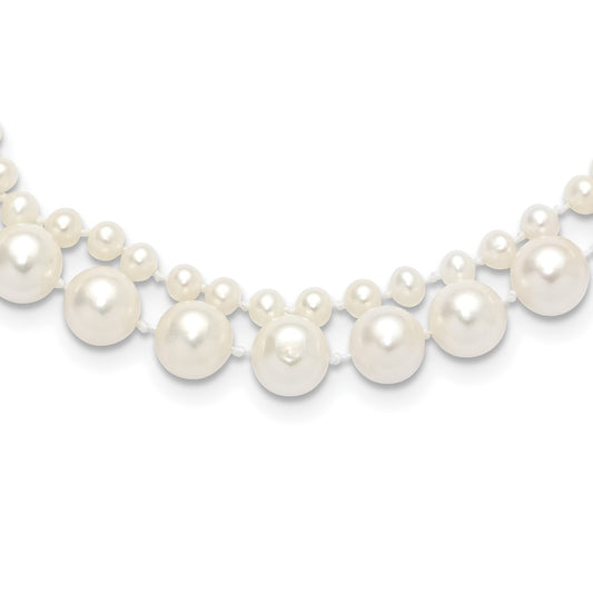 14K 3-4mm and 7-8mm White FWC Pearl 18in 2-Strand Necklace