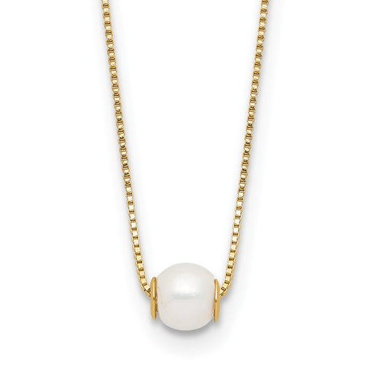 14K 4-5mm Round White Freshwater Cultured Pearl 18in Necklace